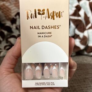 Red Aspen classic french tipped Nail Dashes